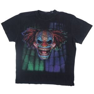 Vintage Y2k Liquid Blue Clown Graphic T Shirt